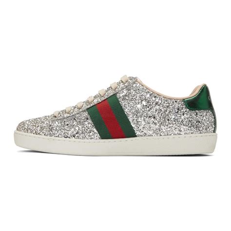 gucci silver shoes|metallic gucci sneakers.